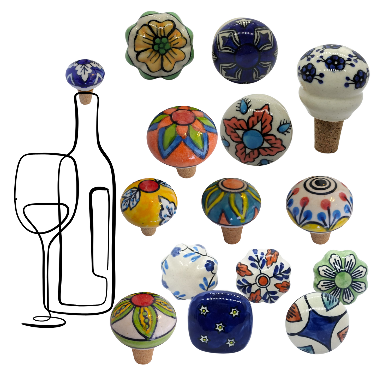 Artisans Crafted Ceramic Wine Bottle Stopper (5 unit)